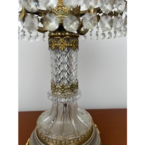 Vintage French Style Crystal Table Lamp in Brass For Sale - Image 5 of 16