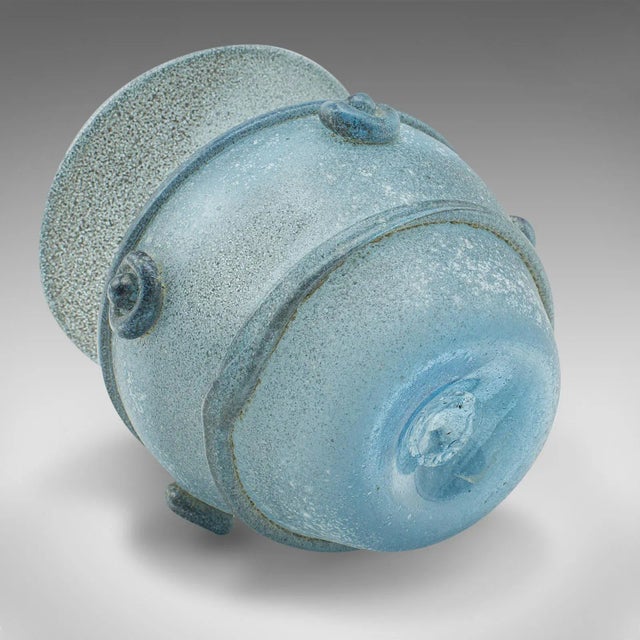 Blue 1970's Vintage Frosted Display Vase For Sale - Image 8 of 9