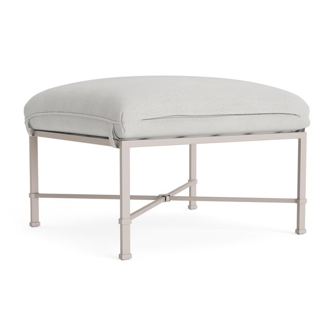 Not Yet Made - Made To Order Brown Jordan Venetian Ottoman, Dove frame with Fusion Dove fabric For Sale - Image 5 of 11