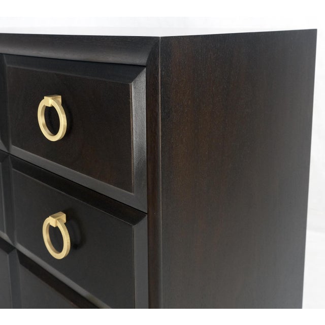 Ebonized Walnut Large Gold Rings Drop Pulls 3 Drawer Bachelor Chest For Sale - Image 6 of 12