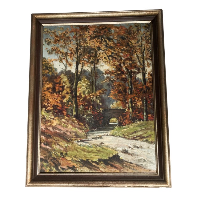 A. Maillien, Autumn Landscape, Oil Painting, 1940s For Sale