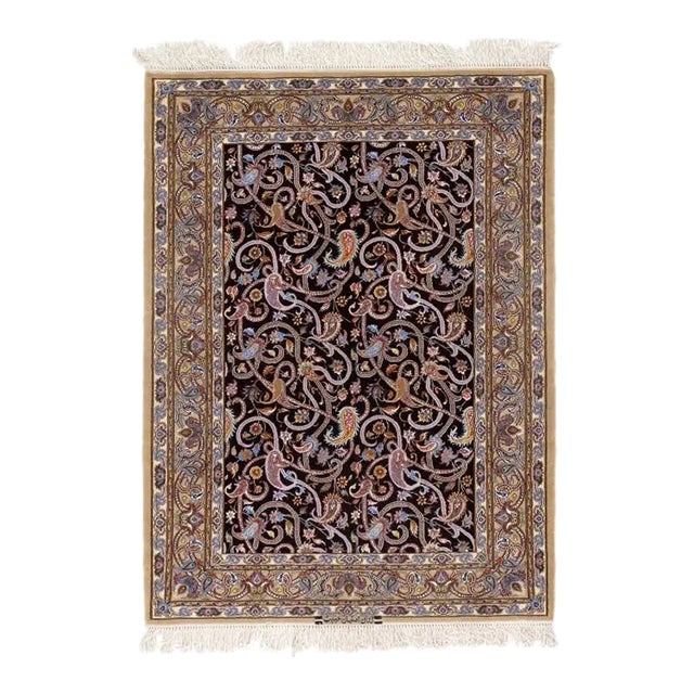 2020s Maroon Persian Isfahan Silk & Wool For Sale