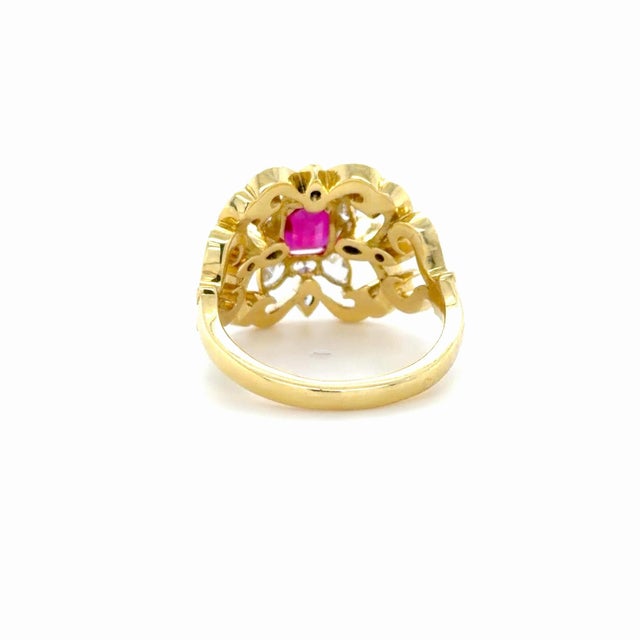 Agl Certified Burma Ruby and Diamond Cocktail Ring, Size 8.5 For Sale - Image 4 of 6