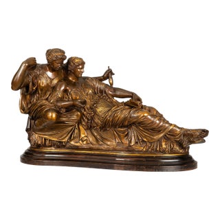 French Grand Tour Bronze Sculpture “Two Fates” After Jean-Baptiste Clesinger For Sale