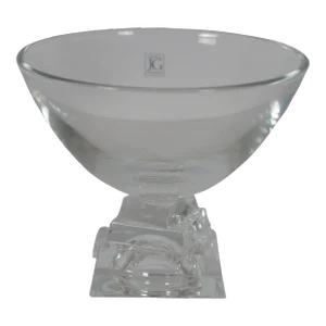 Vintage Jg Durand Modernist Cristal Pedestal Bowl Stacked Crystal Base