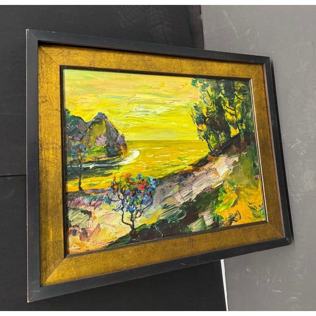"Yellow Sea", Joseph Puchinskiy, Oil on Press Board Panel, D. 1992 For Sale - Image 4 of 5