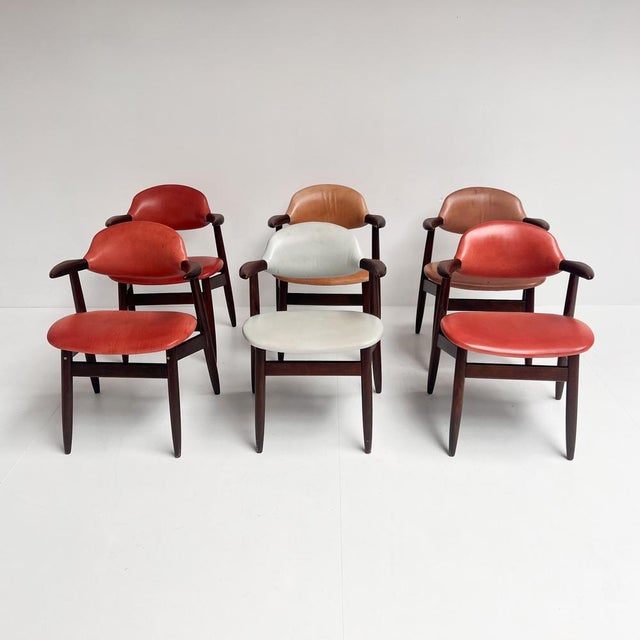 Red Colored Leather Cowhorn Chair, 1970s For Sale - Image 15 of 16