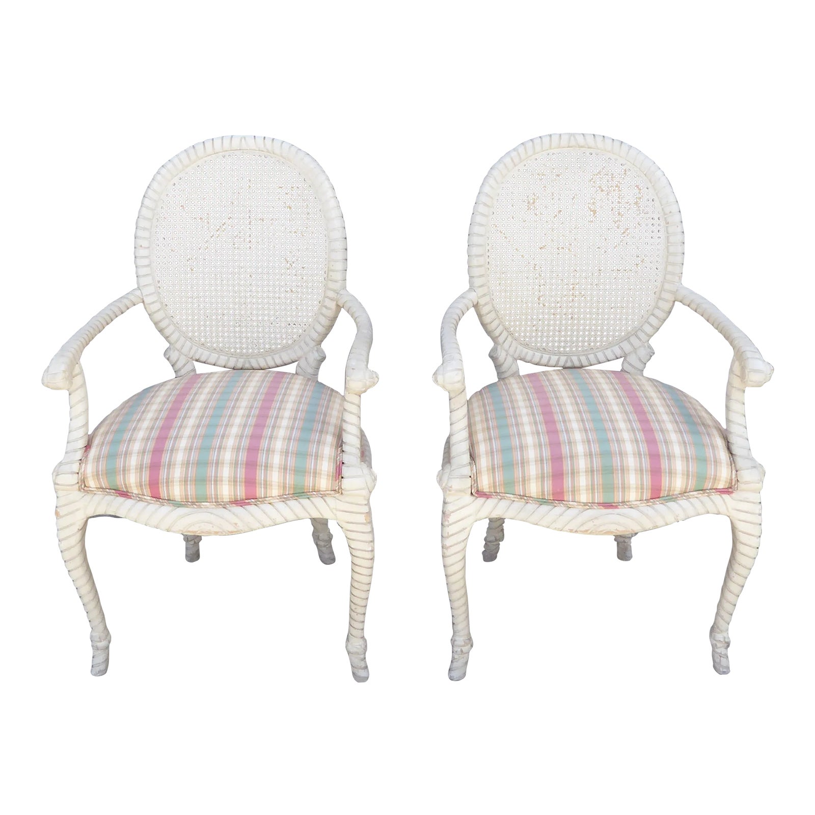 1970's Twisted Rope Wooden Arms Chairs - a Pair | Chairish