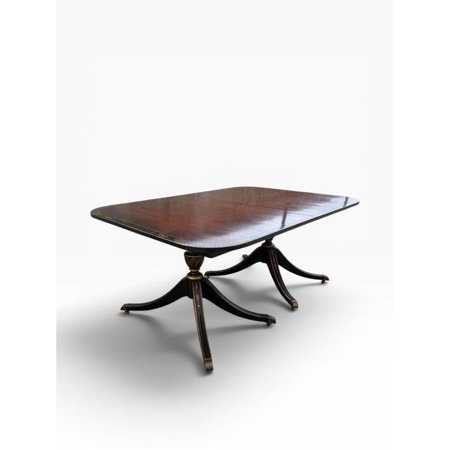 Mid 20th Century Union National Regency-Style Dining Table With Hand-Painted Details and Three Leaves For Sale - Image 13 of 14