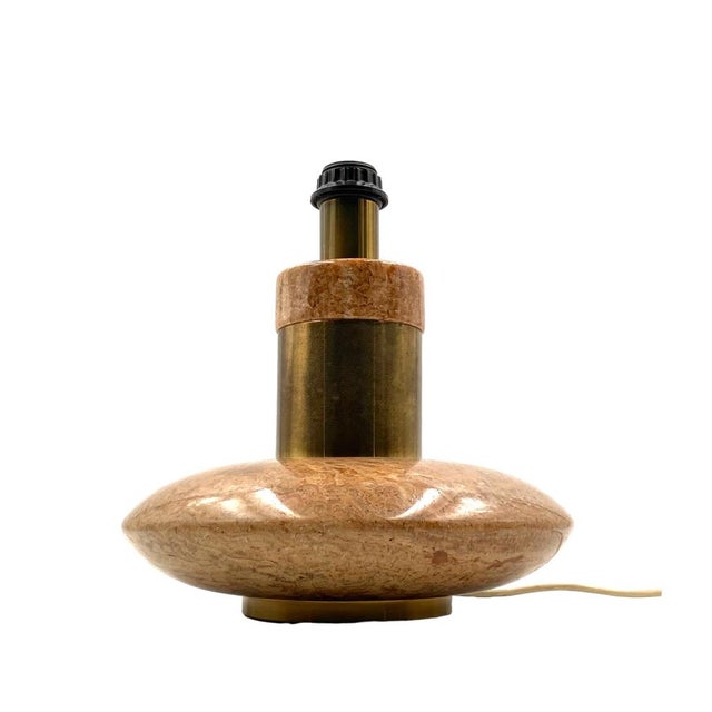 Hollywood Regency Pink Granite and Brass Table Lamp Base, Italy, 1970s For Sale - Image 18 of 18