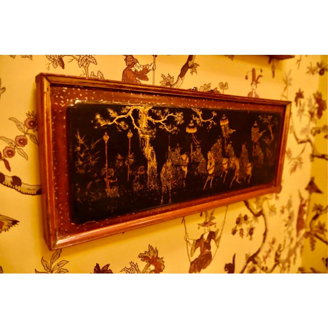 Chinese Antique Chinese Lacquered Gilt Wall Panels—A Pair For Sale - Image 3 of 7