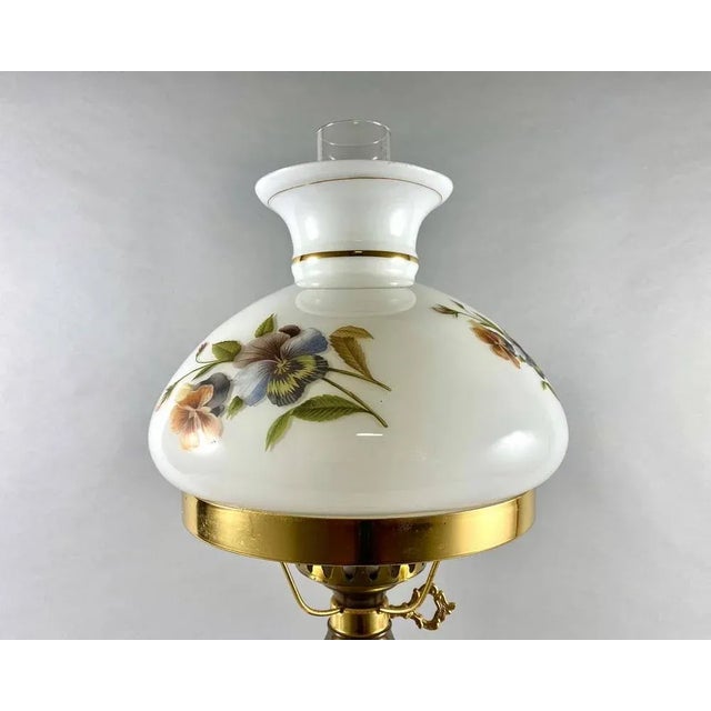 Metal Large Vintage Art Glass Table Lamp in Brass & Ceramic with Shade For Sale - Image 7 of 11