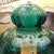 Early 20th Century Rare 1940s Emerald Green GWTW Lamp Hand Painted Enamel Dual Light Pristine For Sale - Image 5 of 18