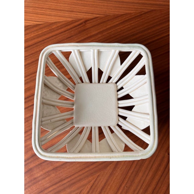 Mid 20th Century French Open-Weave Ceramic Bowl With Barbotine Lemon Leaves For Sale - Image 10 of 12