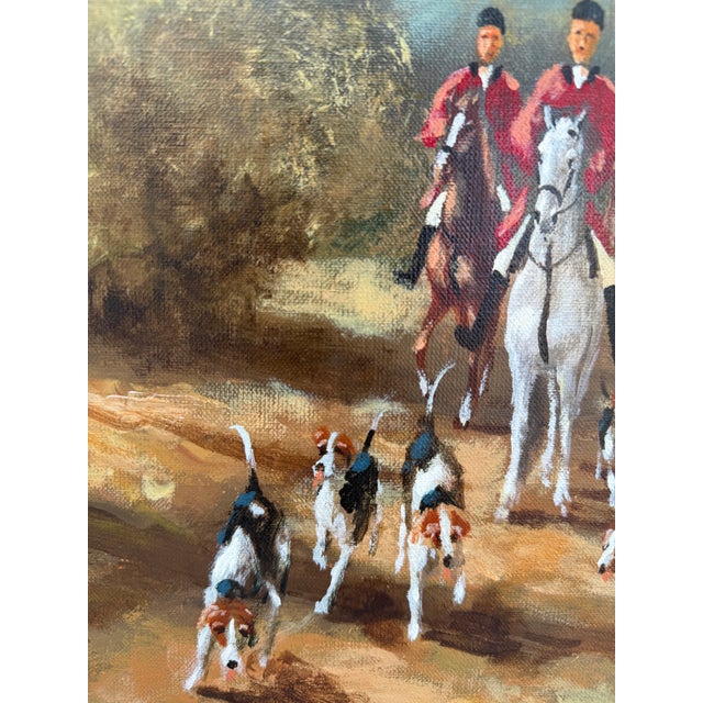 Mid 20th Century Vintage Signed G. Funk Fox Hunt Oil Painting - Large Framed Equestrian Scene For Sale - Image 5 of 7