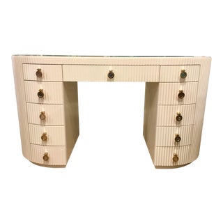Lillian August for Hickory White Adrienne Oval Reeded Vanity/Desk For Sale