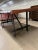 Farmhouse Mid 20th Century Live Edge Solid Thick Wood Top & Hammered Metal Base Dining Table For Sale - Image 3 of 11