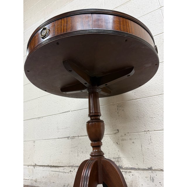 Vintage Imperial Furniture All Mahogany Drum Table End Table Lamp Table For Sale - Image 9 of 13
