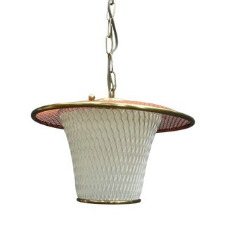 Mid-Century Metal and Brass Pendant Lamp, 1950s For Sale