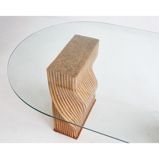 Glass and Bamboo Desk attributed to John and Elinor McGuire, USA, 1980s For Sale - Image 4 of 8