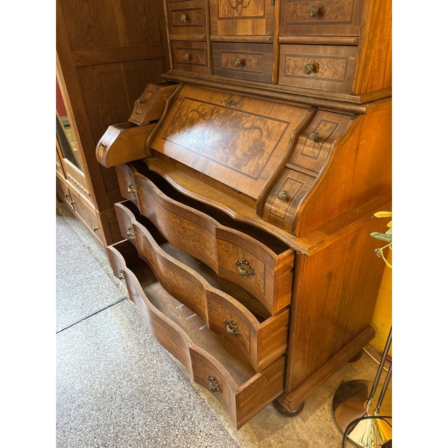 Wood Antique Italian Baroque Walnut and Burl Secretaire, 1890s For Sale - Image 7 of 12