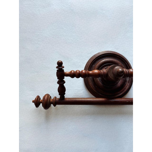 Antique Large Dark Wooden French Towel Rack For Sale - Image 4 of 8