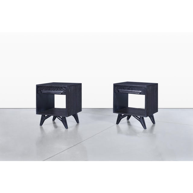 Jamestown Lounge Co. Mid-Century Modern Cerused Nightstands by Jack Van Der Molen For Sale - Image 4 of 13