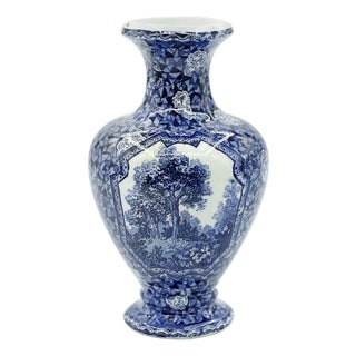 Blue Porcelain Vase by Franz Anton Mehlem, Bonn, Germany, Early 1900s For Sale