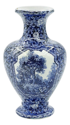 Blue Porcelain Vase by Franz Anton Mehlem, Bonn, Germany, Early 1900s