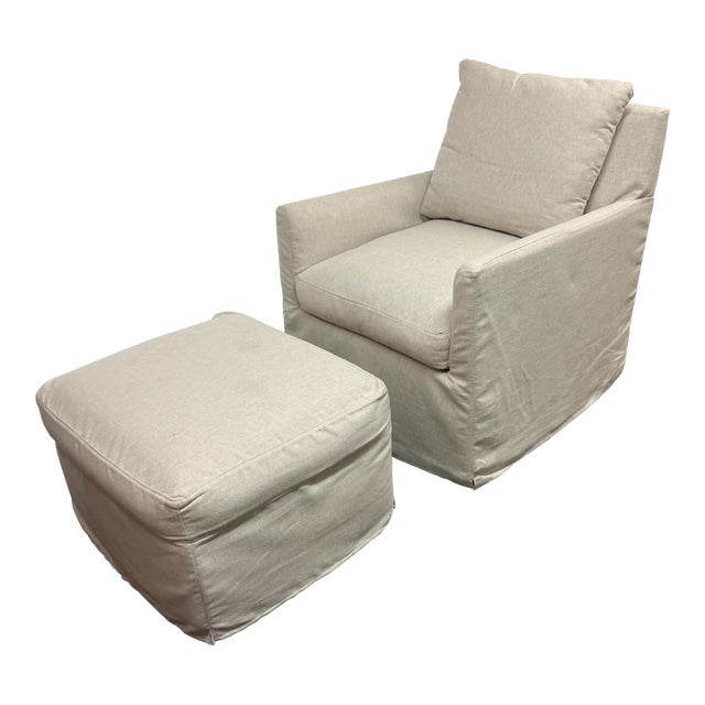 Rowe Furniture Lilah Swivel Rocker + Ottoman, Set For Sale
