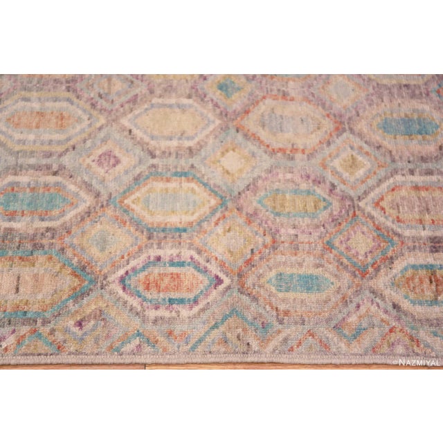 2020s Tribal Geometric Diamond Design Rustic Hallway Runner Rug For Sale - Image 5 of 5