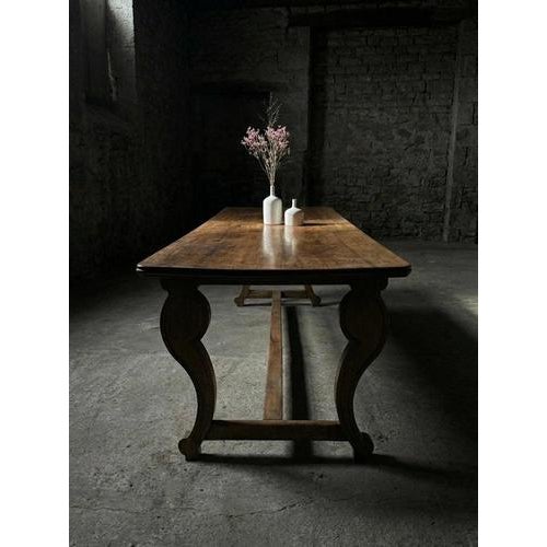Antique French Monastery Dining Table in Nutwood, 19th Century For Sale - Image 6 of 8