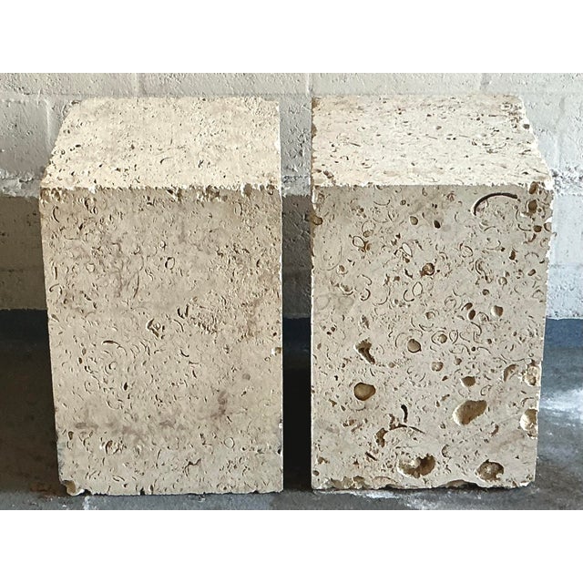 Vintage Coastal Coquina Block Dining Table Pedestal - Set of 2 For Sale - Image 12 of 12