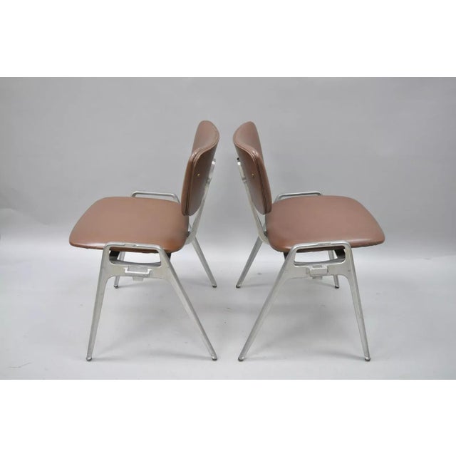 Brown Mid Century Modern Cast Aluminum Stacking Side Chairs by Crucible - a Pair For Sale - Image 8 of 12