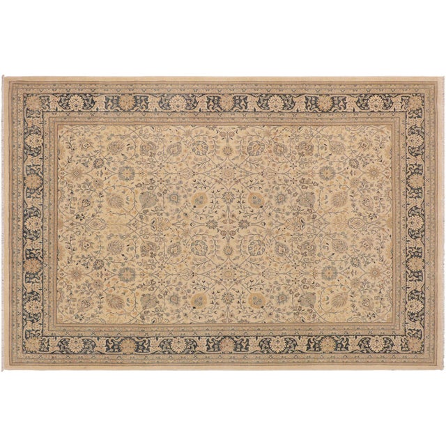 Boho Chic Beige/Green Wool Rug - 9'3'' X 12'3'' For Sale - Image 10 of 10