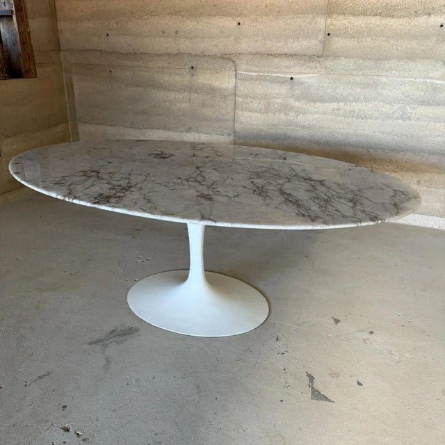 Mid-Century Modern Mid-Century Modern Eero SaarinenKnoll Oval Tulip Pedestal Table Cristallo Quartz For Sale - Image 3 of 11