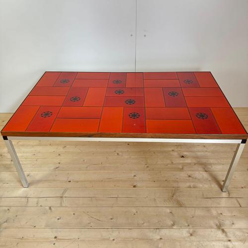 Mid-Century Optical Red Ceramic Coffee Table, Denmark, 1960s For Sale - Image 9 of 9