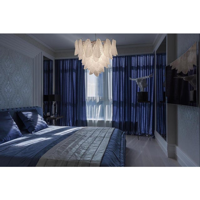 White Italian Murano Glass Chandelier, 1970s For Sale - Image 8 of 16