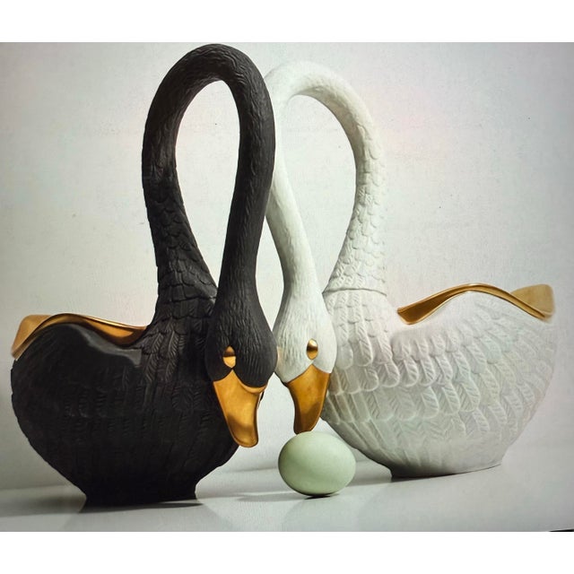 Elegant Porcelain Swan Bowl by L’Objet – Black & White with 14kt Gold Accents Add timeless elegance to your home with this...