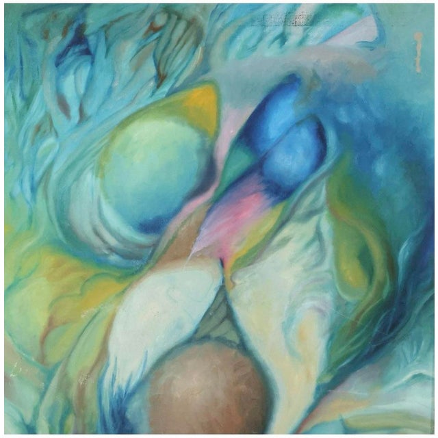 Mid-Century Modern 20th C Midcentury Modern Abstract Expressionist Oil Painting on Canvas "Budding Flowers" For Sale - Image 3 of 12