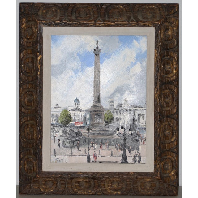 Paint Lesbia Thorpe (Australia, B. 1919) "Nelson's Column" Original Oil Painting C.1960 For Sale - Image 7 of 7
