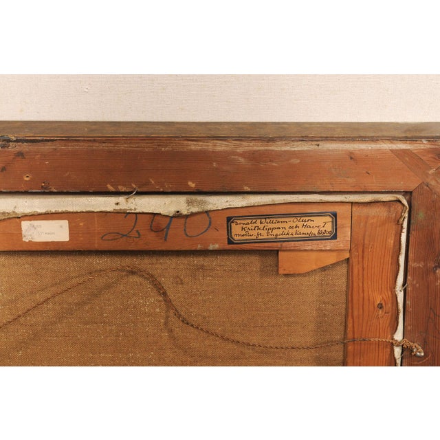 Wood Swedish Framed Ocean Cliff Painting, c.1932 For Sale - Image 7 of 13