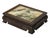 This exquisite vintage tabletop display stand features a framed natural landscape marble panel inset into a rich, dark...