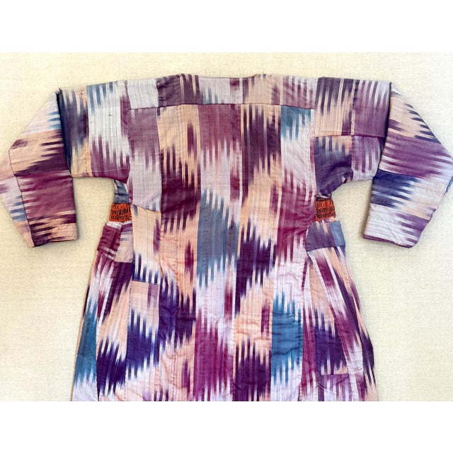 Framed Antique Silk Ikat Chapan Robe Central Asia with Provenance For Sale - Image 18 of 18