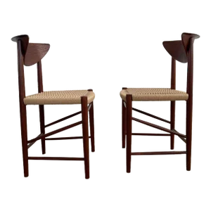 Pair of 1960s Peter Hvidt and Orla Molgaard Nielsen Teak and Rope Model 316 Chairs