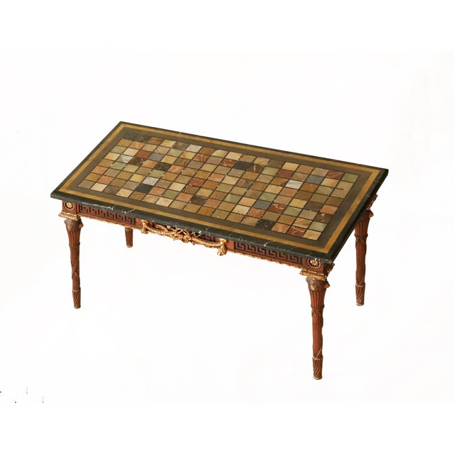 20th Century George III Style Side Table/Desk With Italian Marble/Semi-Precious Stone Specimen Chess Board Table Top For Sale In New York - Image 6 of 13