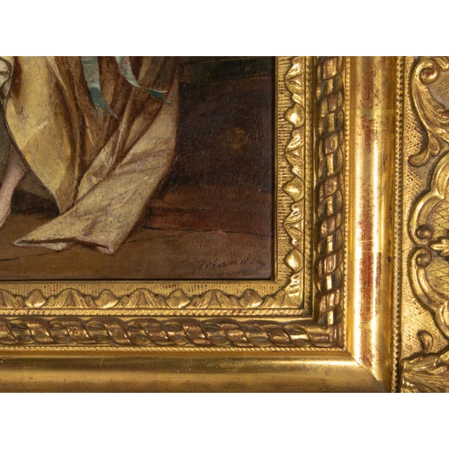 Jean Baptiste Antoine Emile Beranger, Neoclassical Romantic Love Scene, 19th Century, Oil on Canvas For Sale - Image 6 of 10