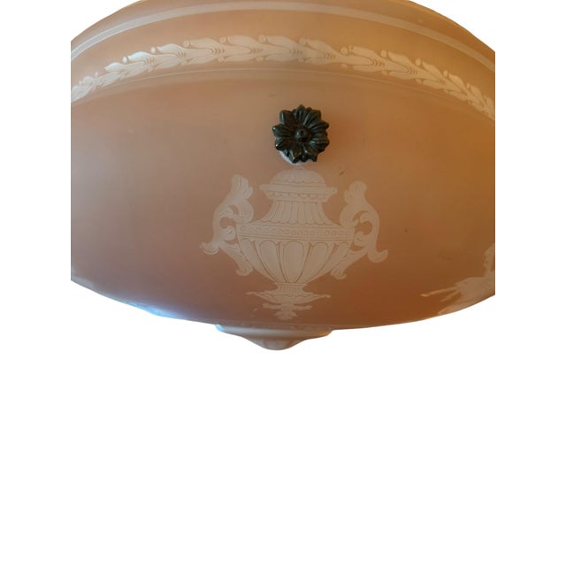 Metal Rare 1910’s European Cased Glass Bowl With Etched Chariots and Urns For Sale - Image 7 of 7