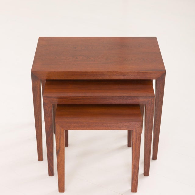 Vintage Danish Rosewood Nesting Tables by Severin Hansen for Haslev Møbelsnedkeri, 1960s, Set of 3 For Sale - Image 13 of 18