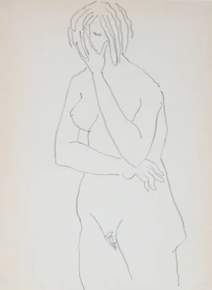Standing Nude Figure Drawing 1989 Graphite